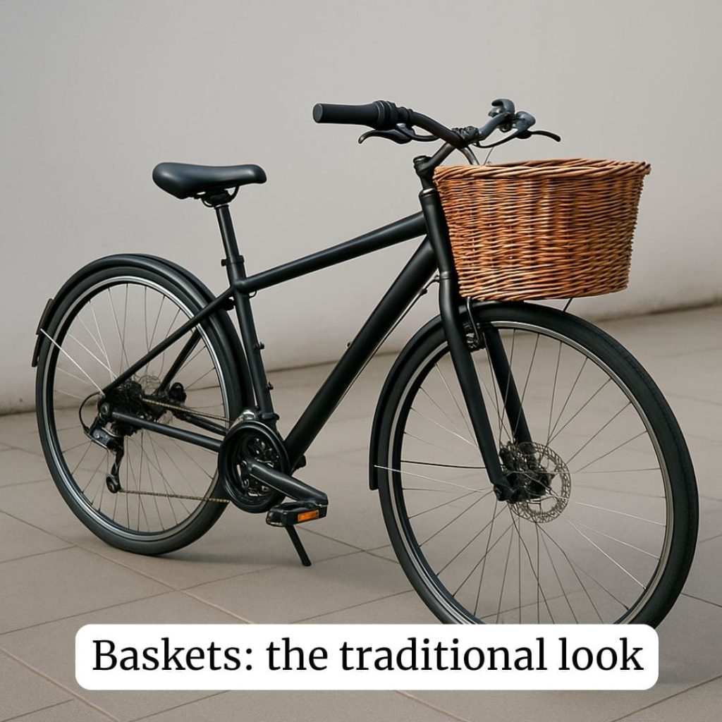 Black Bike with basket on the front