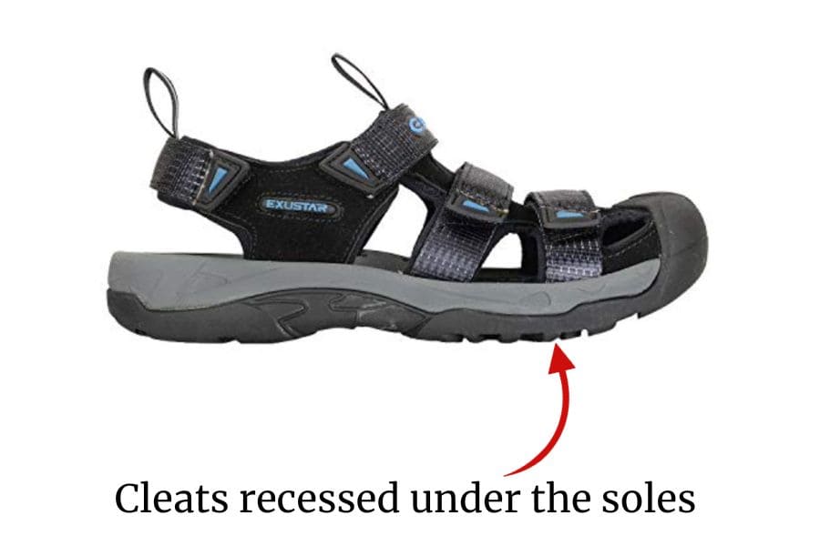 SPD cleats recessed under the soles