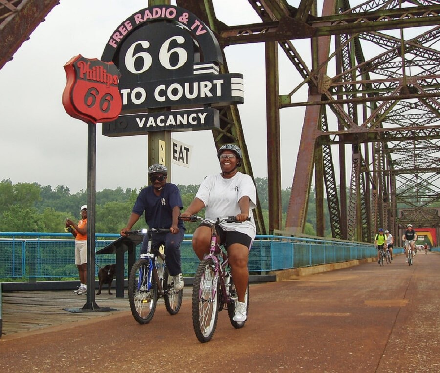 Couple and other cyclists biking around Illinois Route 66 Bike Trail - Flickr Image