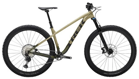 Trek Roscoe 9 Hardtail Mountain Bike in Matte Quicksand to Olive Fade/Black color