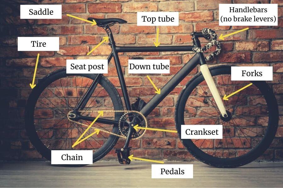 parts of a single speed fixie bike