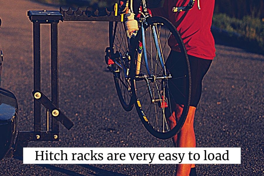 Loading and unloading bikes to a hitch car rack is very easy