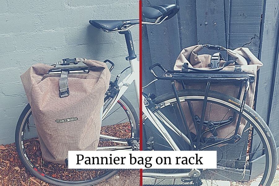 pannier bag on a bike rack