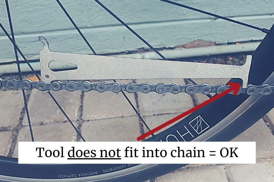 chain wear OK according to bike chain measuring tool