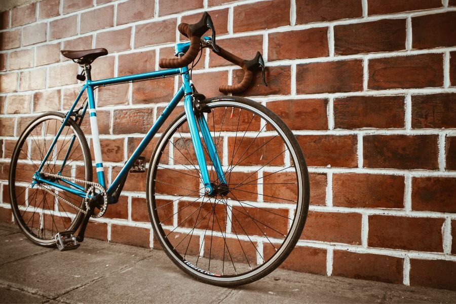 Blue road bike with steel frame