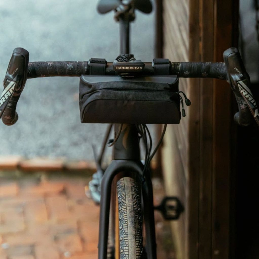 small handlebar bag on a gravel bike