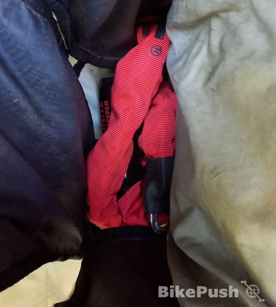 Bike chain lock inside a backpack