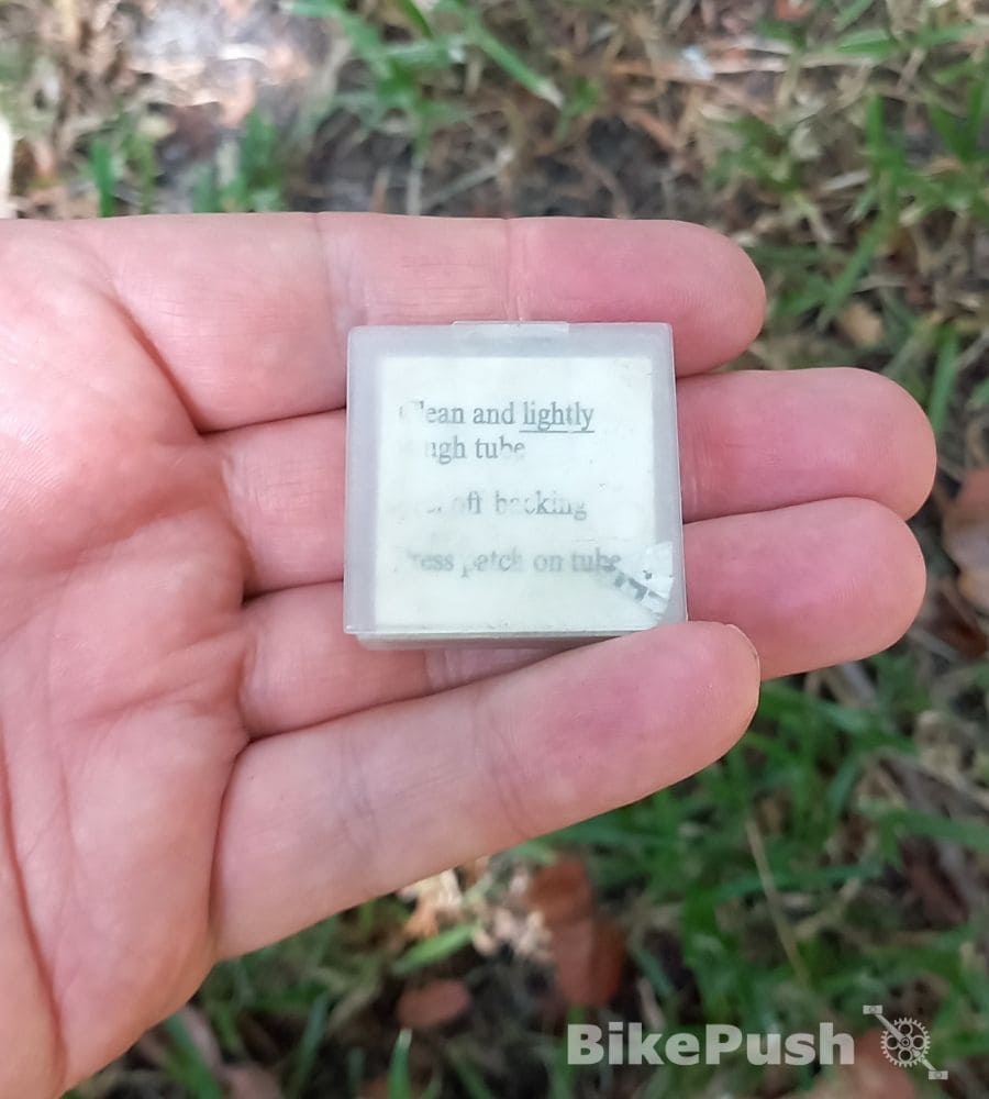 Puncture patch kit in a case