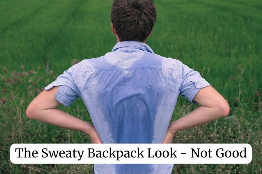 sweaty back from a backpack