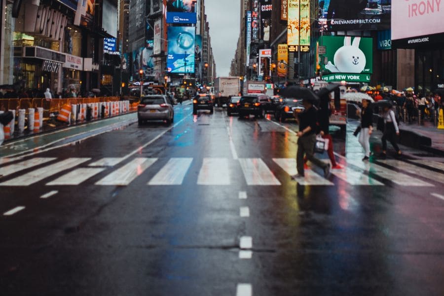 New York wet day in Times Square