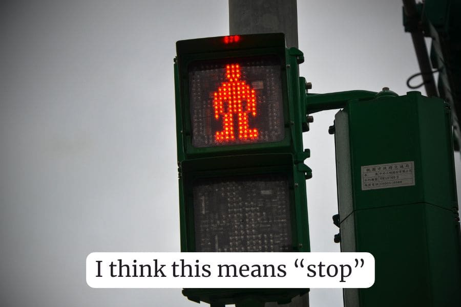 red traffic light pedestrian