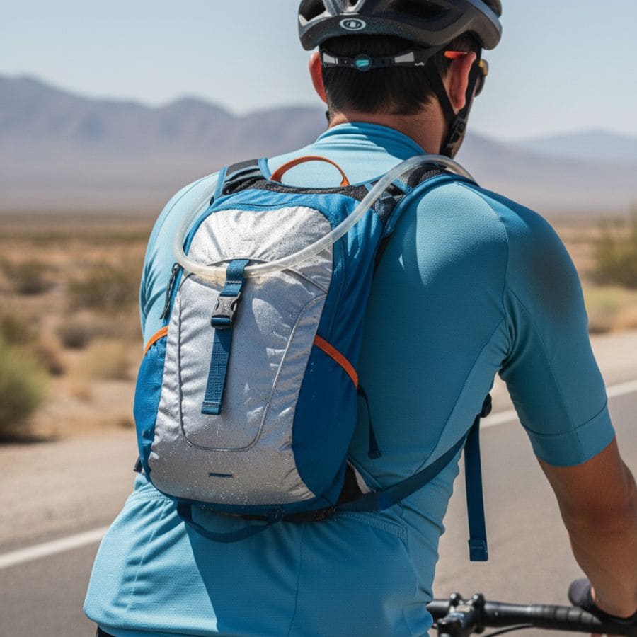 cyclist with hydration pack