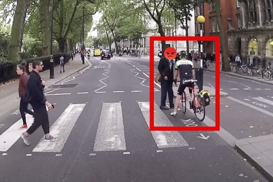 London cyclist walker standoff
