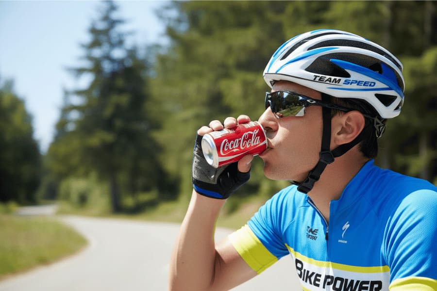 cyclist drink coke on hot sunny day